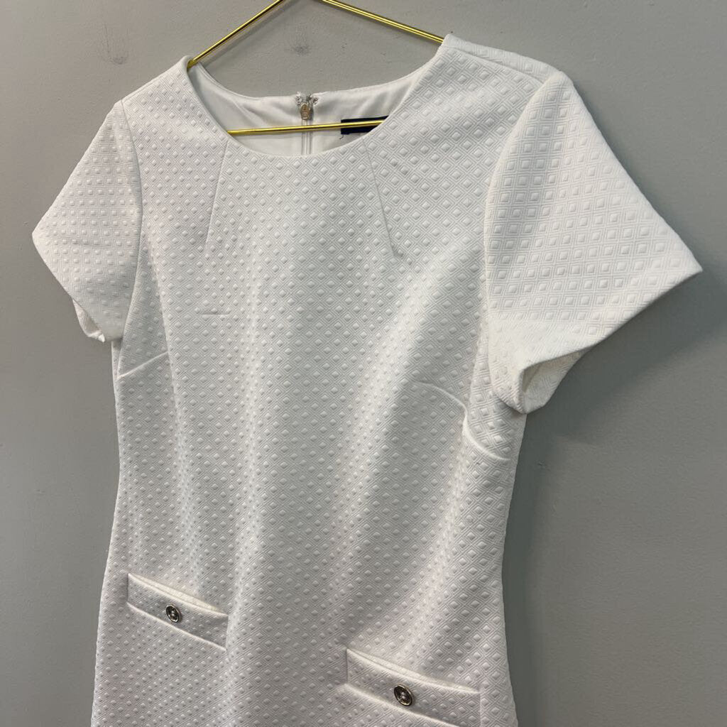 Tommy Hilfiger White Textured Short Sleeve Dress 8