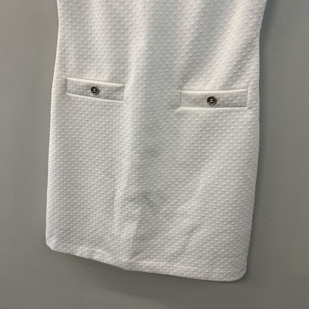 Tommy Hilfiger White Textured Short Sleeve Dress 8