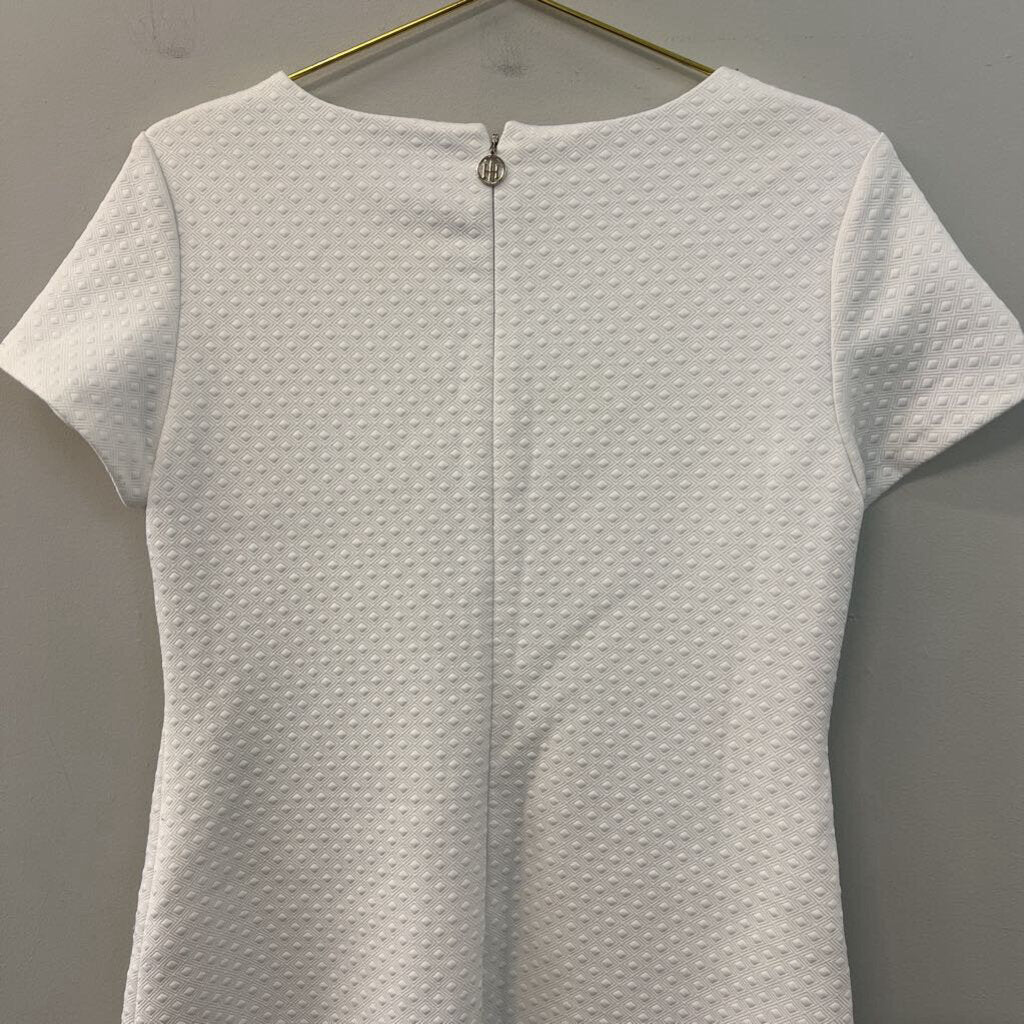 Tommy Hilfiger White Textured Short Sleeve Dress 8