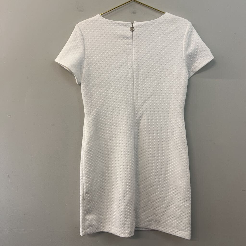 Tommy Hilfiger White Textured Short Sleeve Dress 8