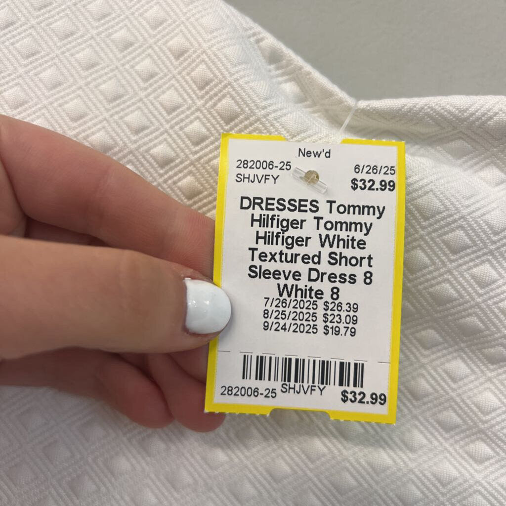 Tommy Hilfiger White Textured Short Sleeve Dress 8