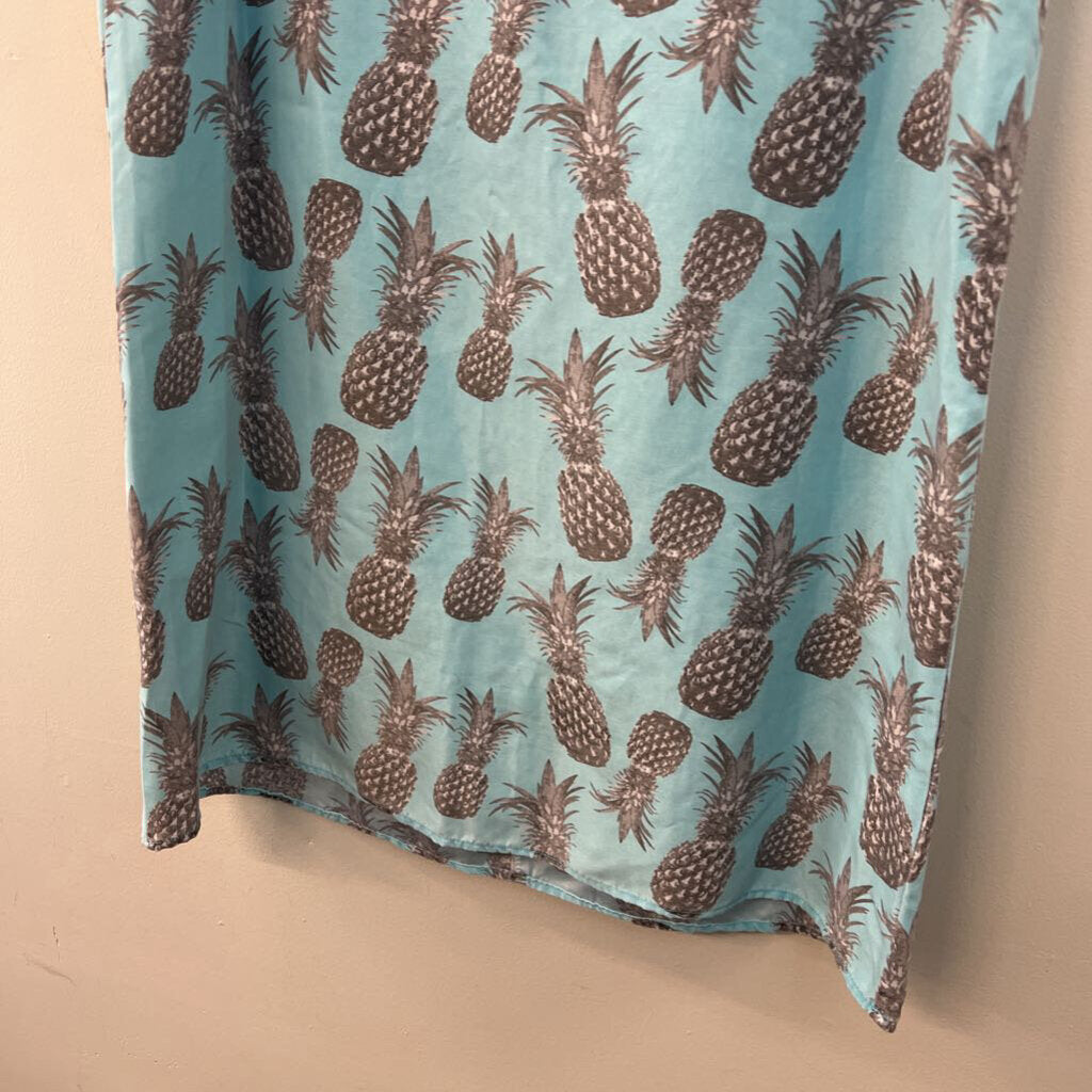 Ingear Blue Grey Pineapple Print Tank Dress XXL