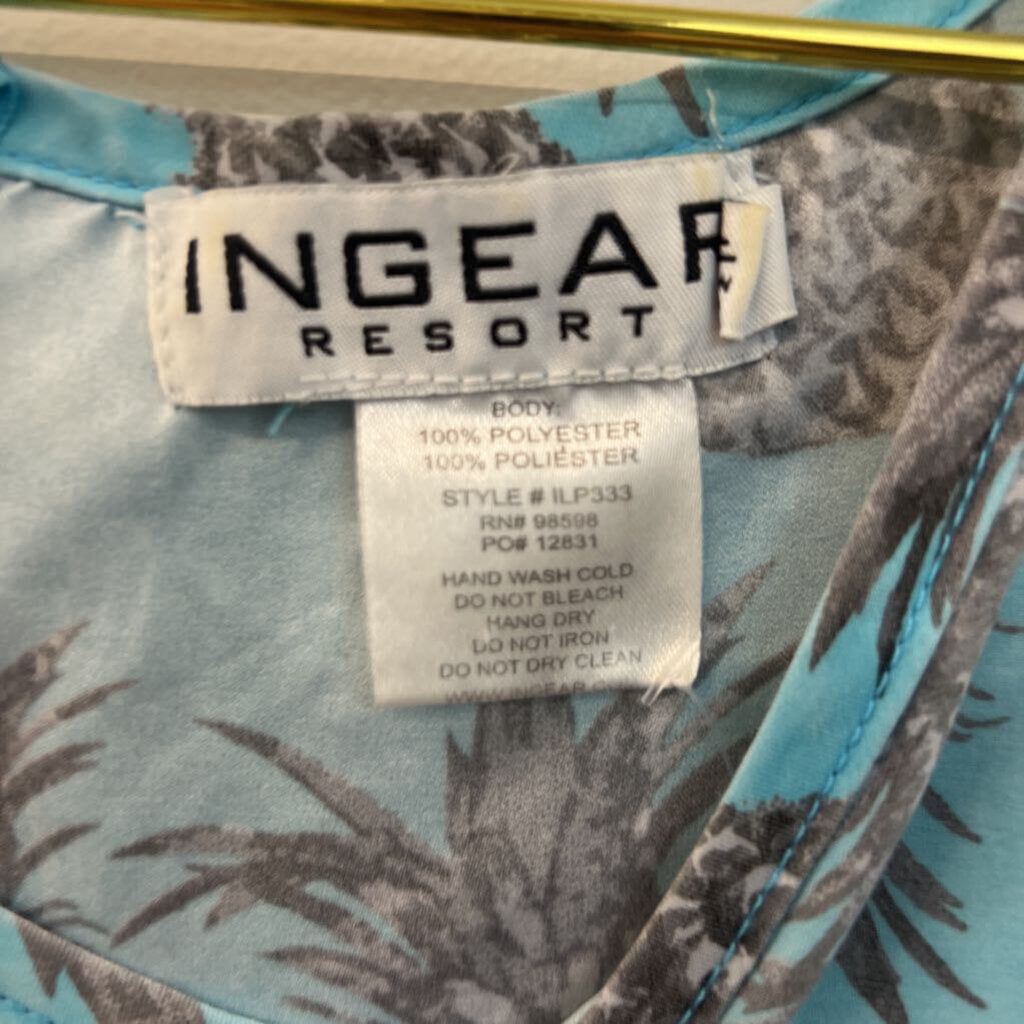 Ingear Blue Grey Pineapple Print Tank Dress XXL