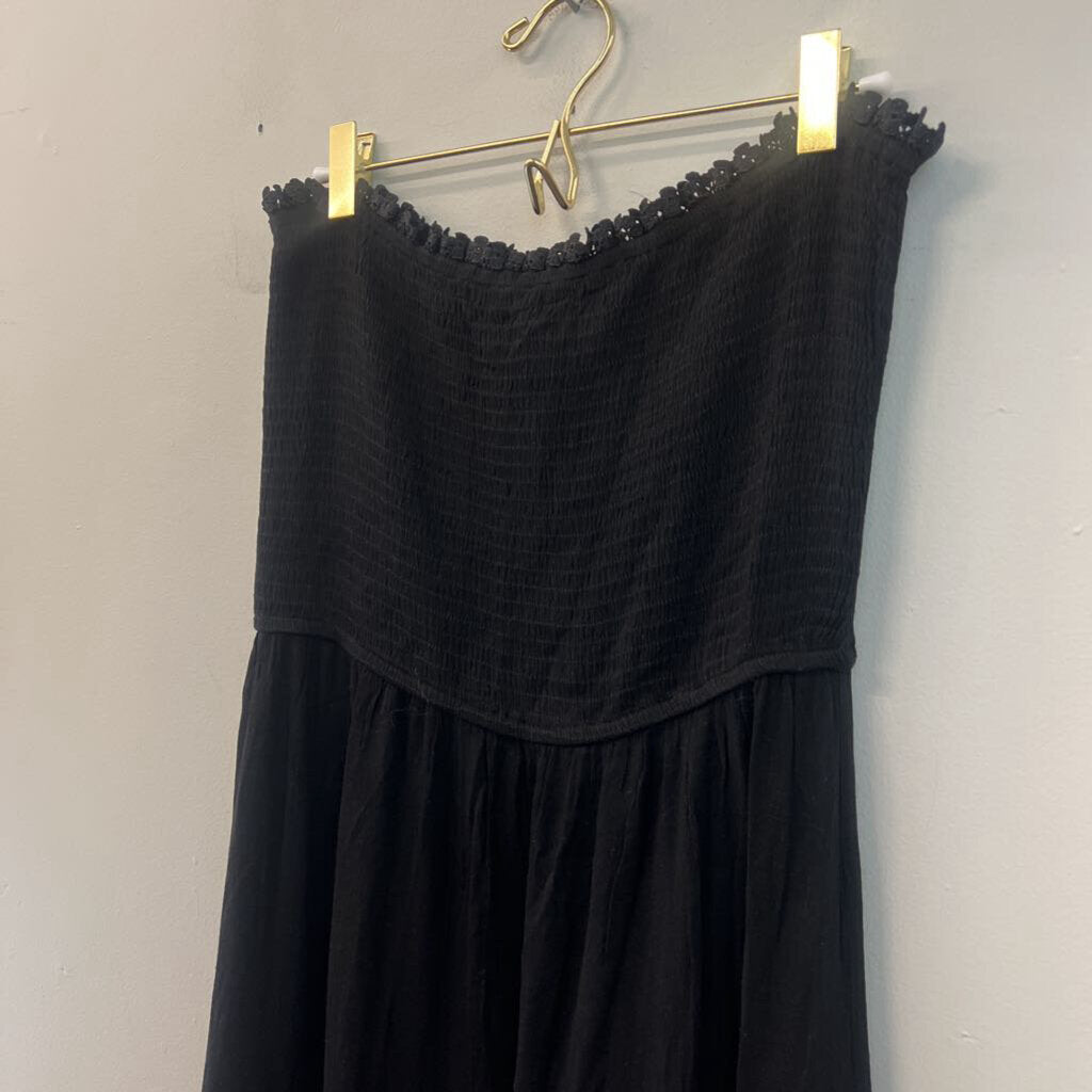Zesica Black Strapless Smocked Top Maxi Dress Large