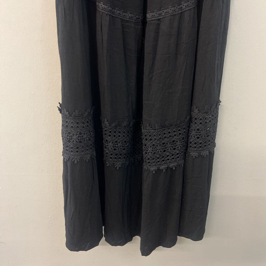 Zesica Black Strapless Smocked Top Maxi Dress Large