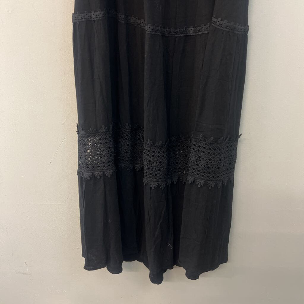 Zesica Black Strapless Smocked Top Maxi Dress Large