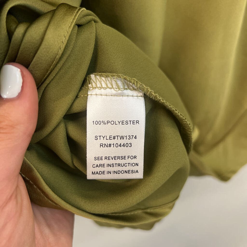 The Workshop Green Silky Tank Top Large