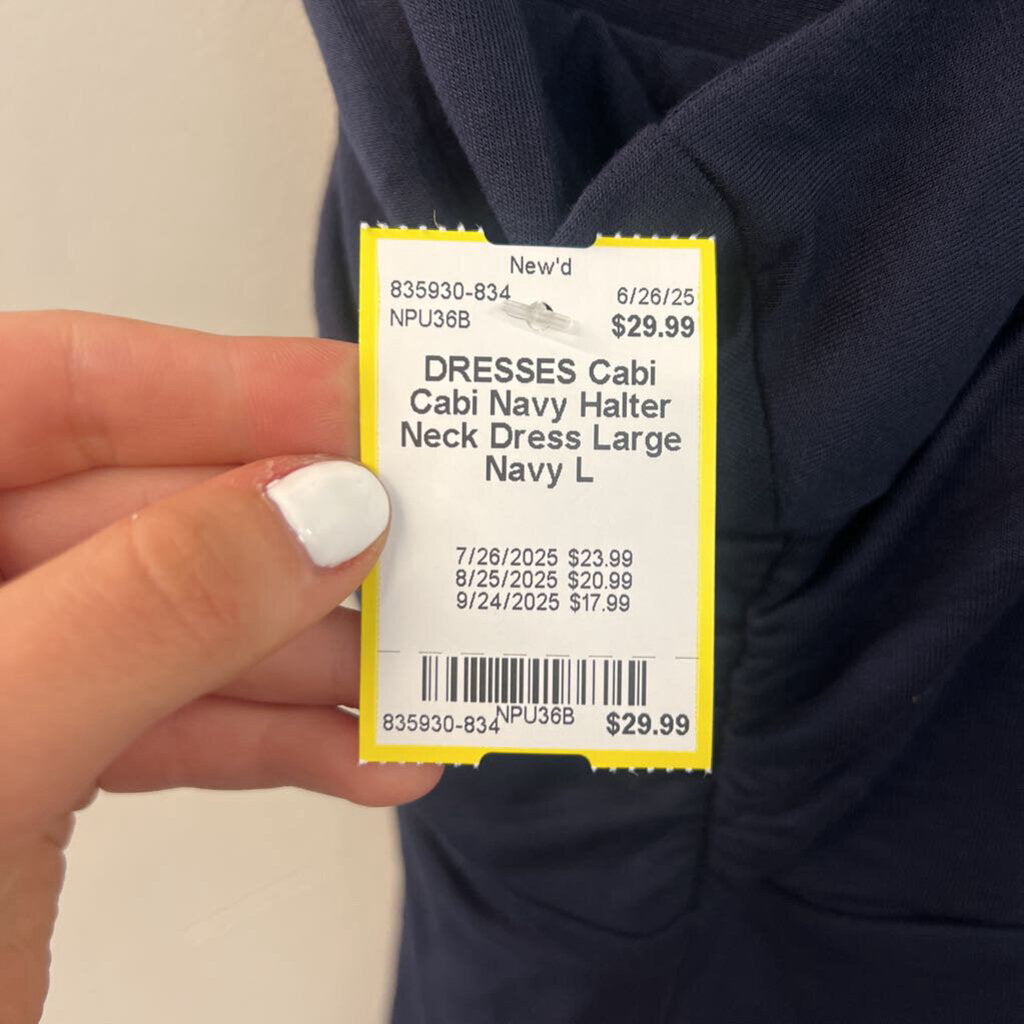 Cabi Navy Halter Neck Dress Large