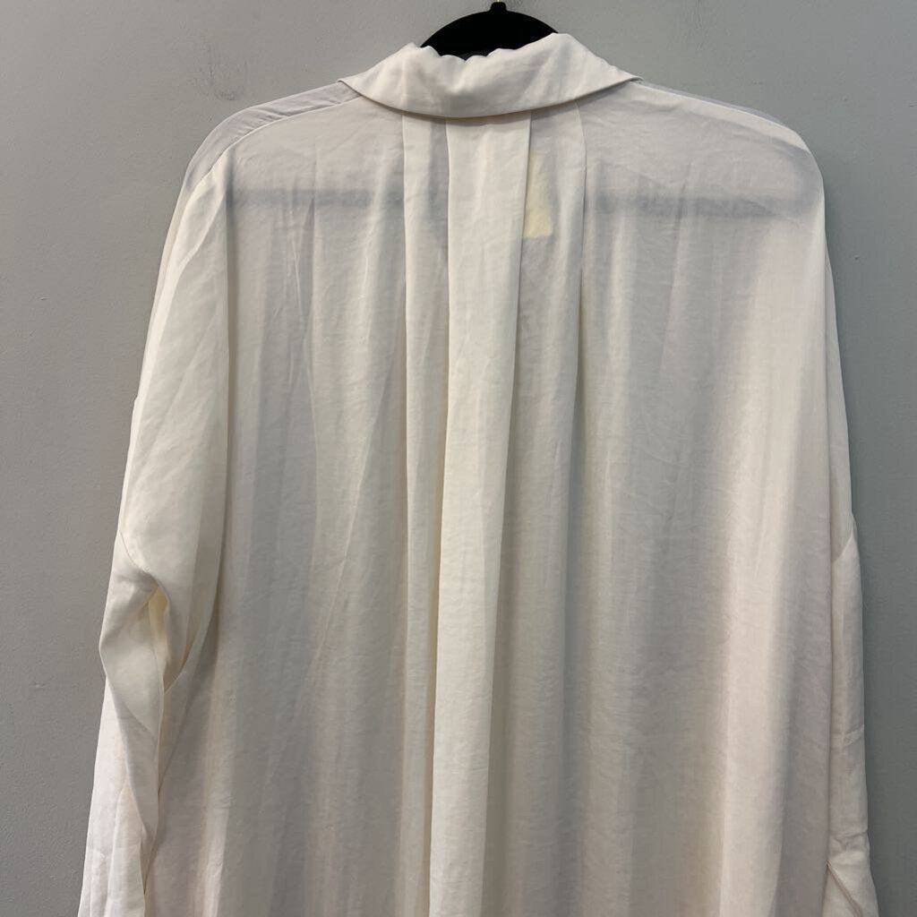 Lucca Cream Silky Long Sleeve Button Down Maxi Dress Medium