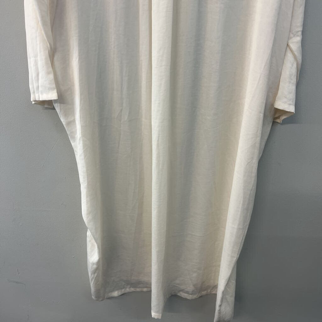 Lucca Cream Silky Long Sleeve Button Down Maxi Dress Medium