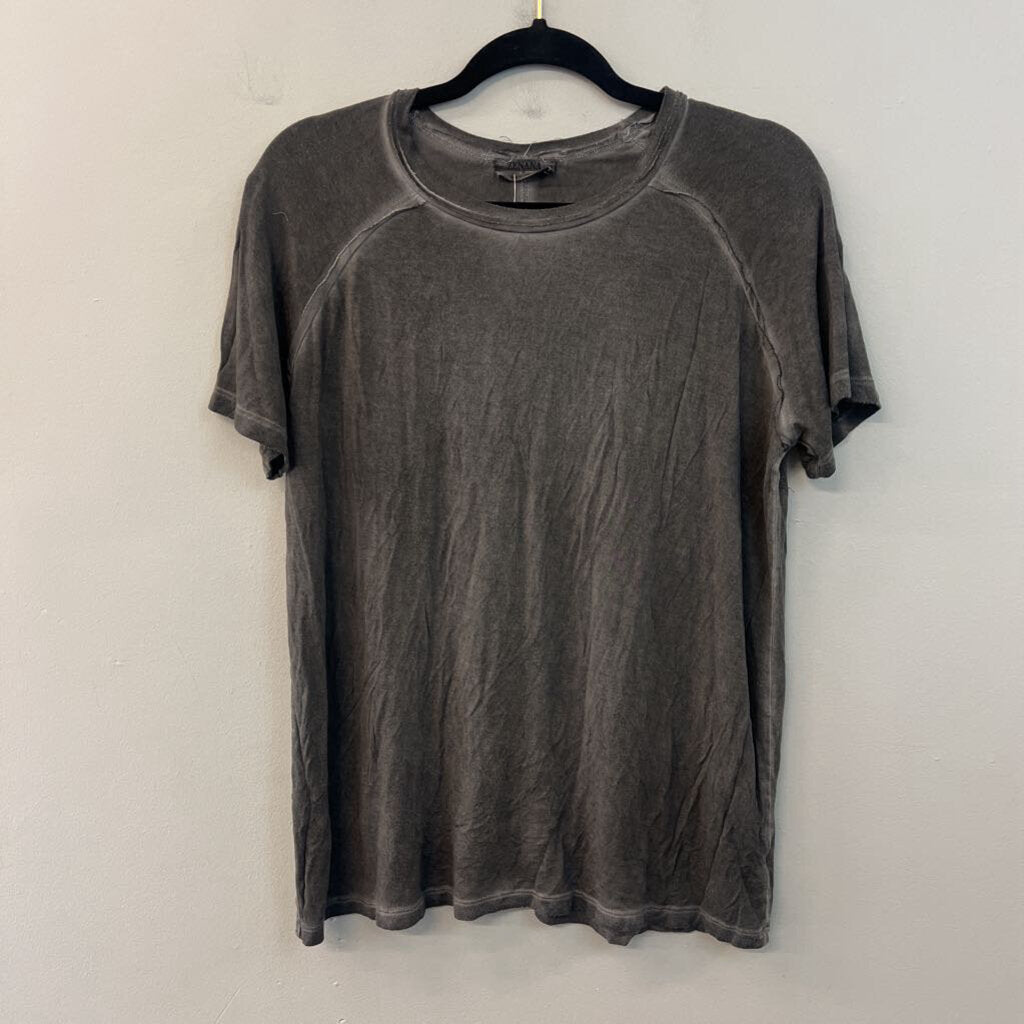 Zenana Grey Short Sleeve Top Large