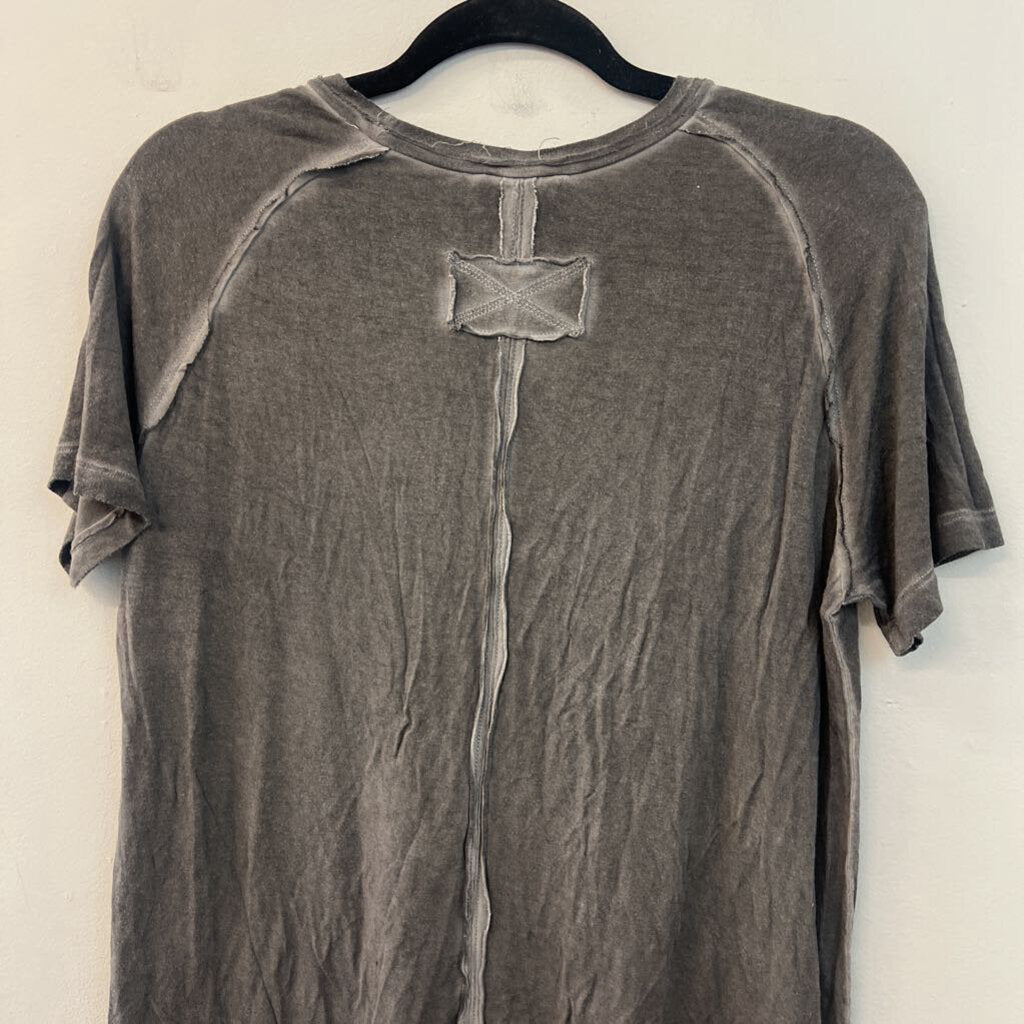 Zenana Grey Short Sleeve Top Large