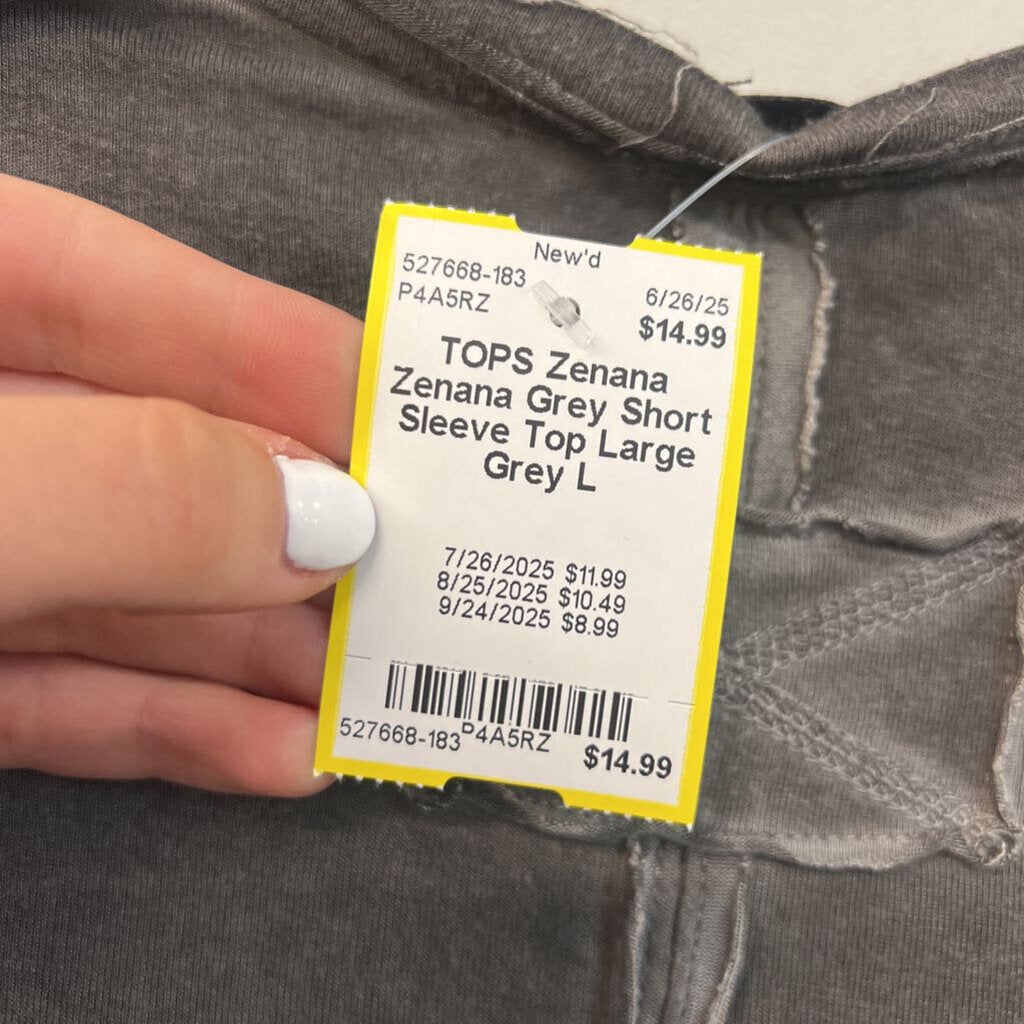 Zenana Grey Short Sleeve Top Large