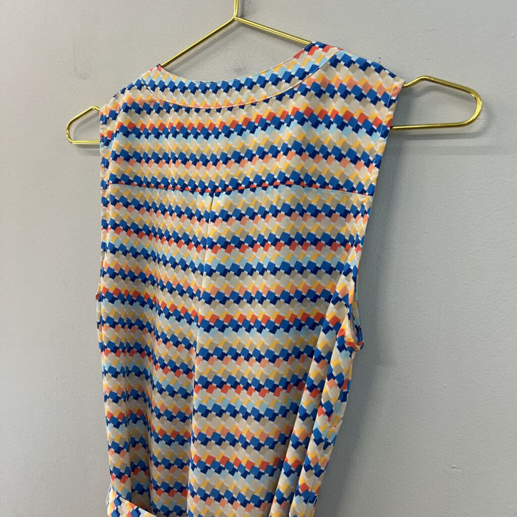 Tommy Hilfiger Beige/ Multi Print Tie Waist Tank Dress Small