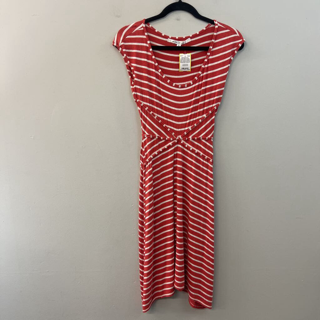 Max Studio Red/ White Striped Short Sleeve Dress Small
