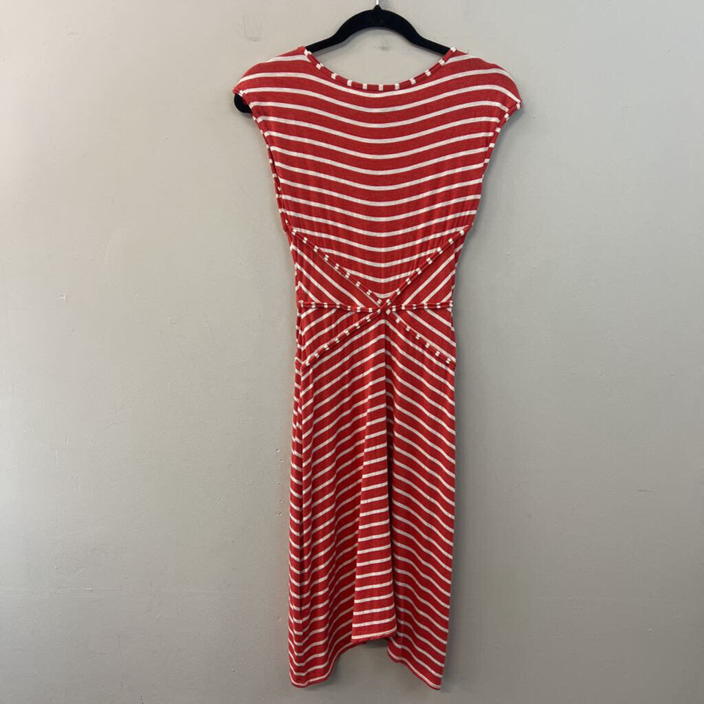 Max Studio Red/ White Striped Short Sleeve Dress Small