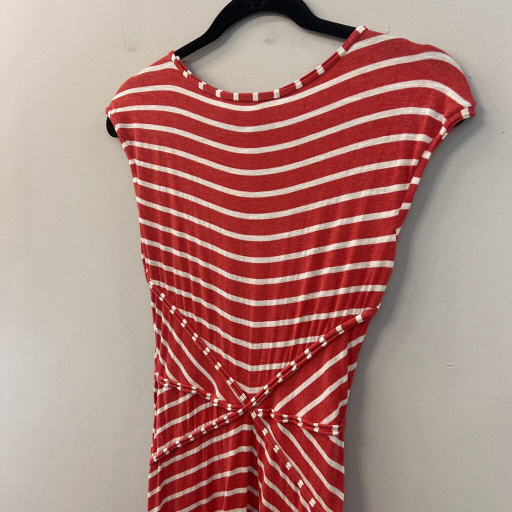 Max Studio Red/ White Striped Short Sleeve Dress Small