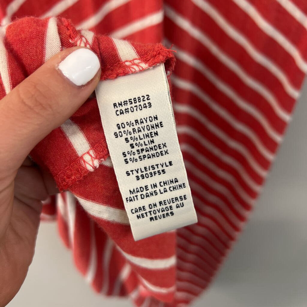 Max Studio Red/ White Striped Short Sleeve Dress Small