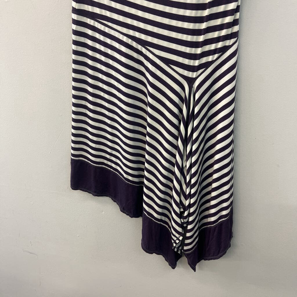 Sophie Max Purple/ White Striped Short Sleeve Dress Small