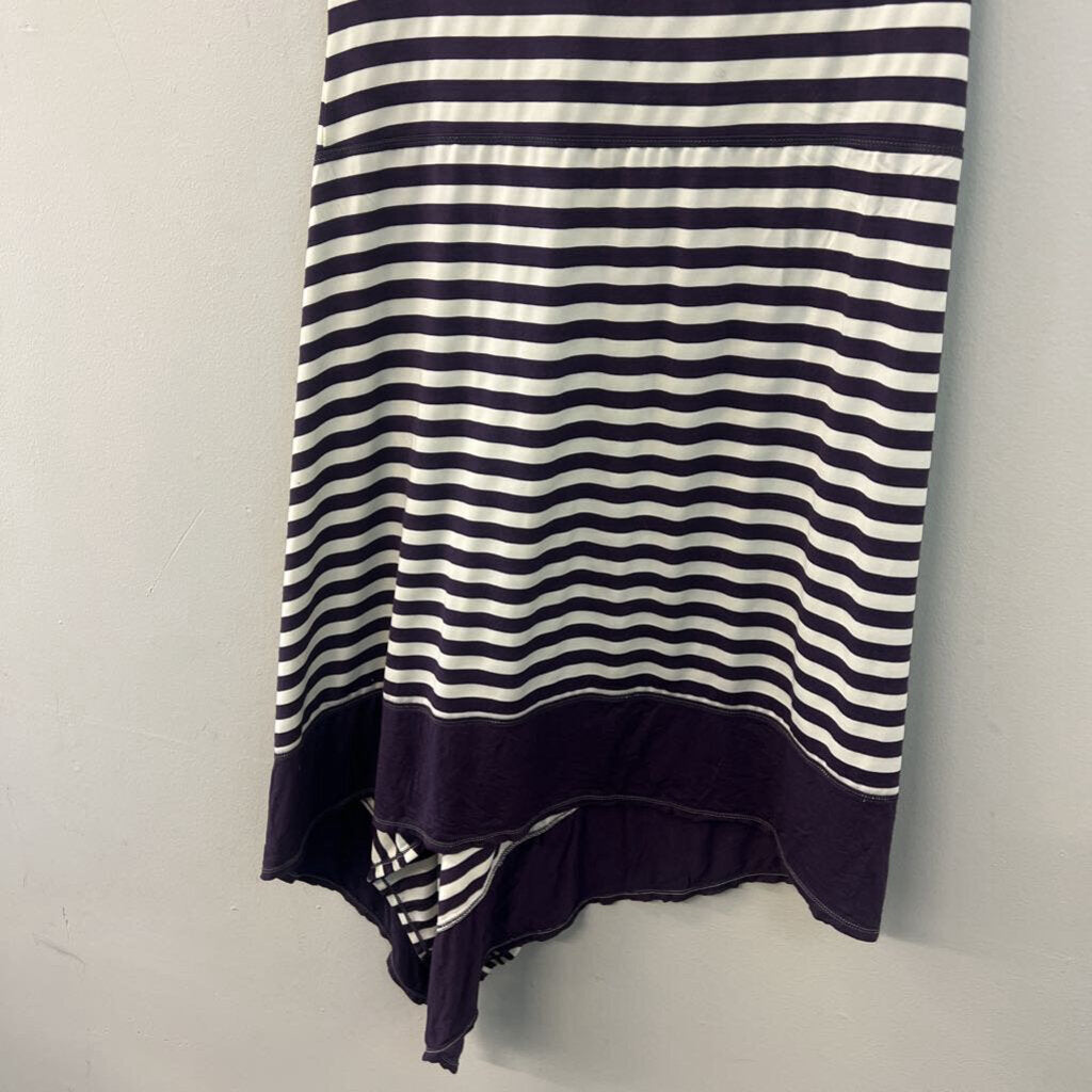 Sophie Max Purple/ White Striped Short Sleeve Dress Small