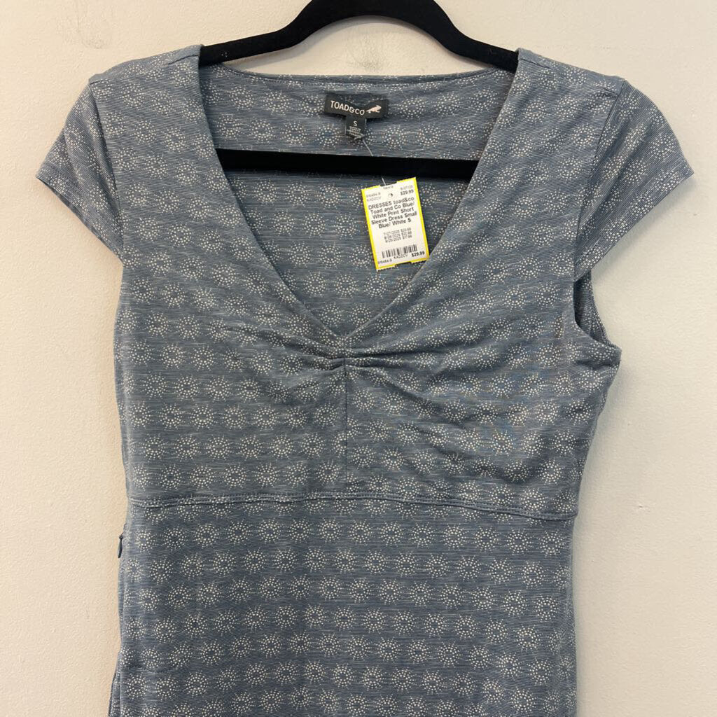 Toad and Co Blue/ White Print Short Sleeve Dress Small