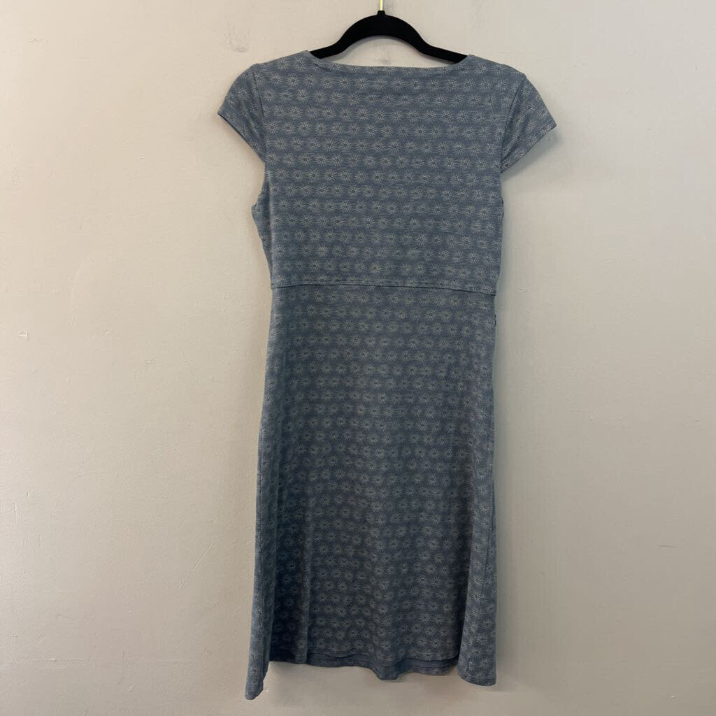Toad and Co Blue/ White Print Short Sleeve Dress Small