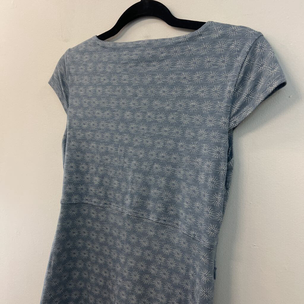 Toad and Co Blue/ White Print Short Sleeve Dress Small