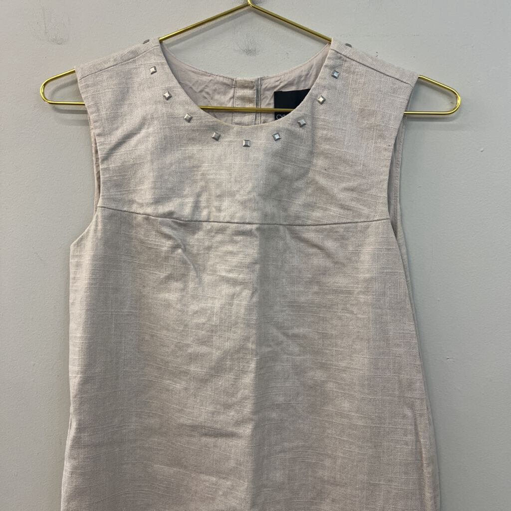 Cynthia Rowley Beige Linen Blend Stud Neck Tank Shift Dress 4