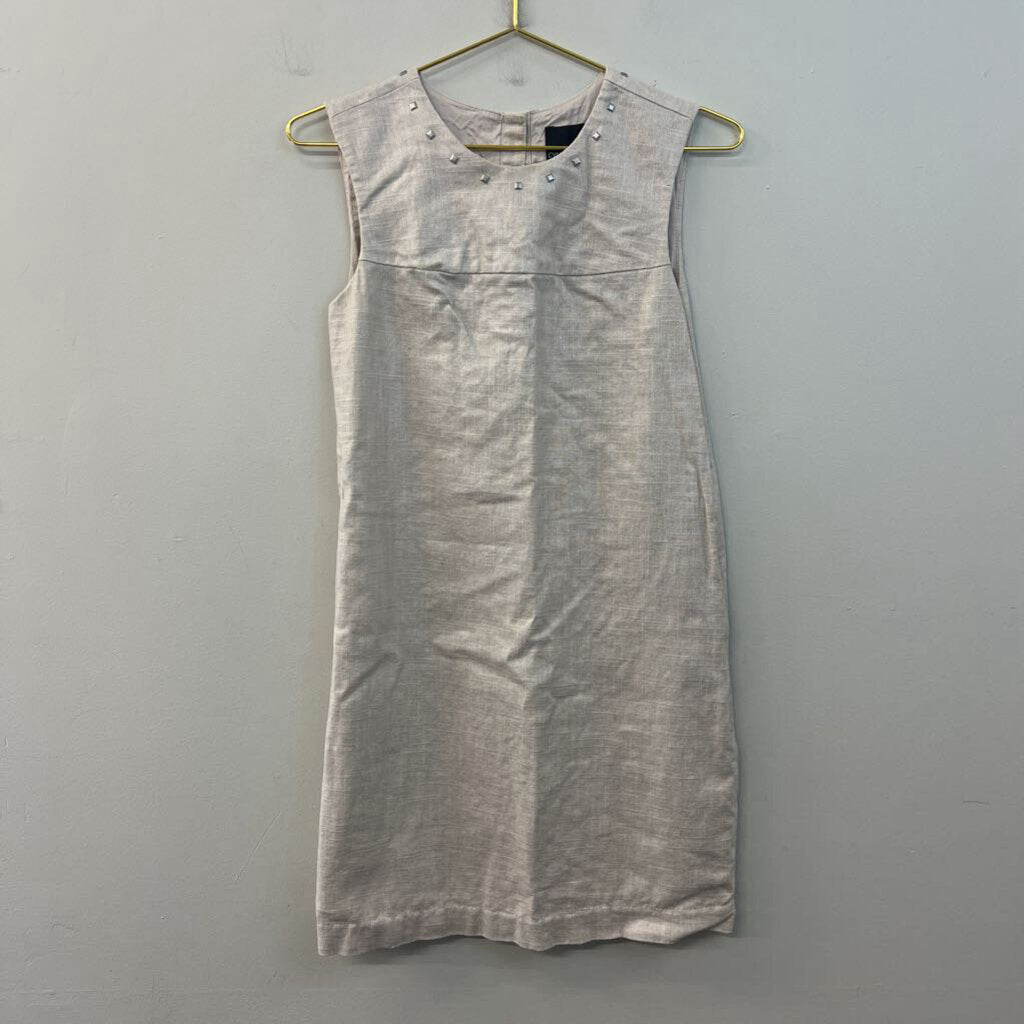 Cynthia Rowley Beige Linen Blend Stud Neck Tank Shift Dress 4