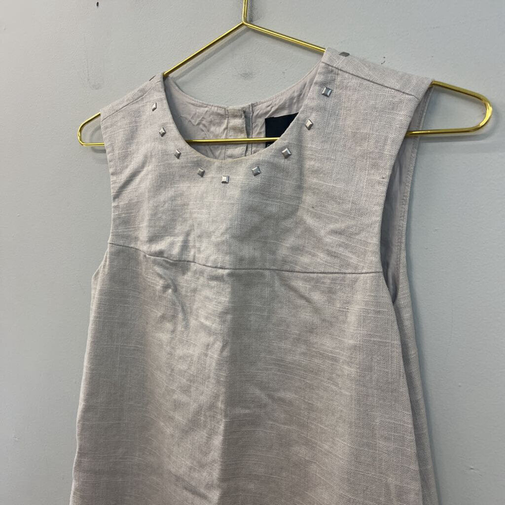Cynthia Rowley Beige Linen Blend Stud Neck Tank Shift Dress 4