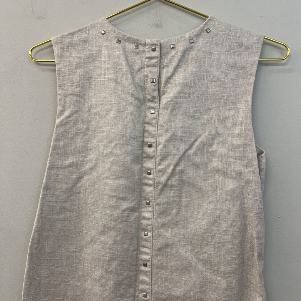 Cynthia Rowley Beige Linen Blend Stud Neck Tank Shift Dress 4