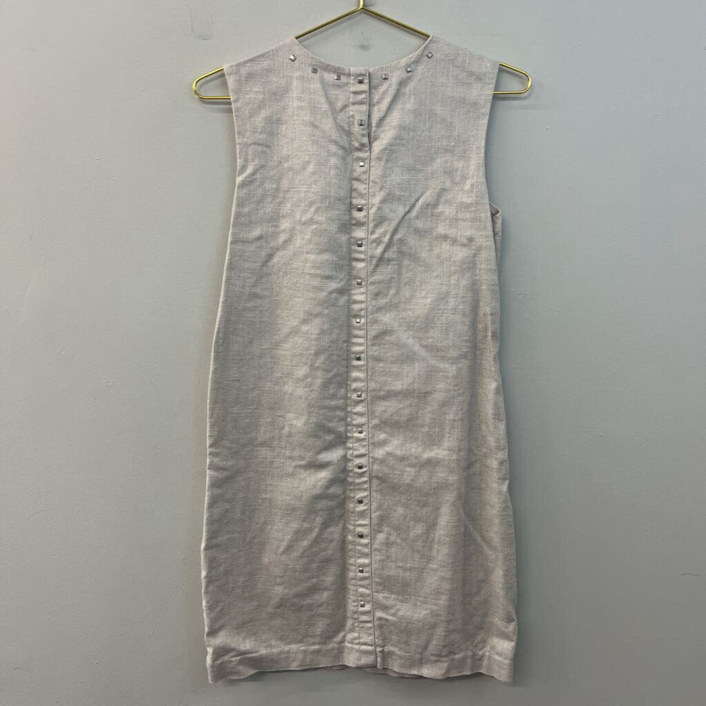 Cynthia Rowley Beige Linen Blend Stud Neck Tank Shift Dress 4