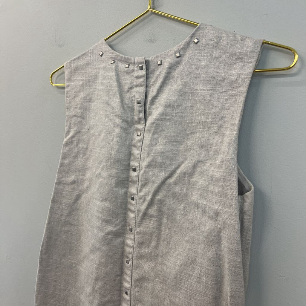 Cynthia Rowley Beige Linen Blend Stud Neck Tank Shift Dress 4