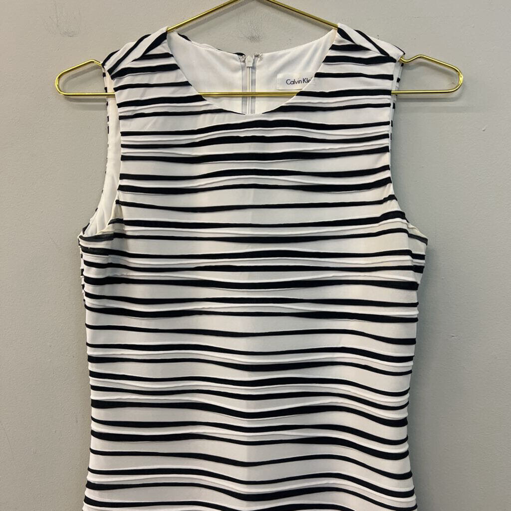 Calvin Klein Black/ White Striped Textured Tank Dress 4