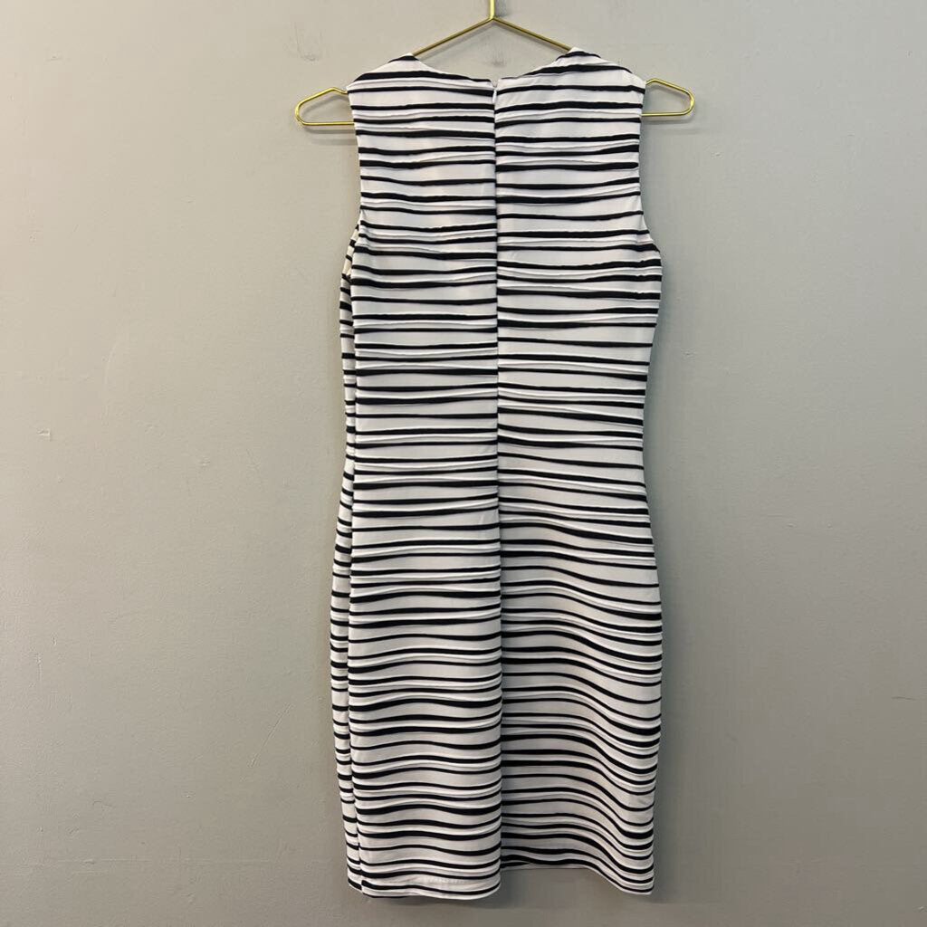 Calvin Klein Black/ White Striped Textured Tank Dress 4