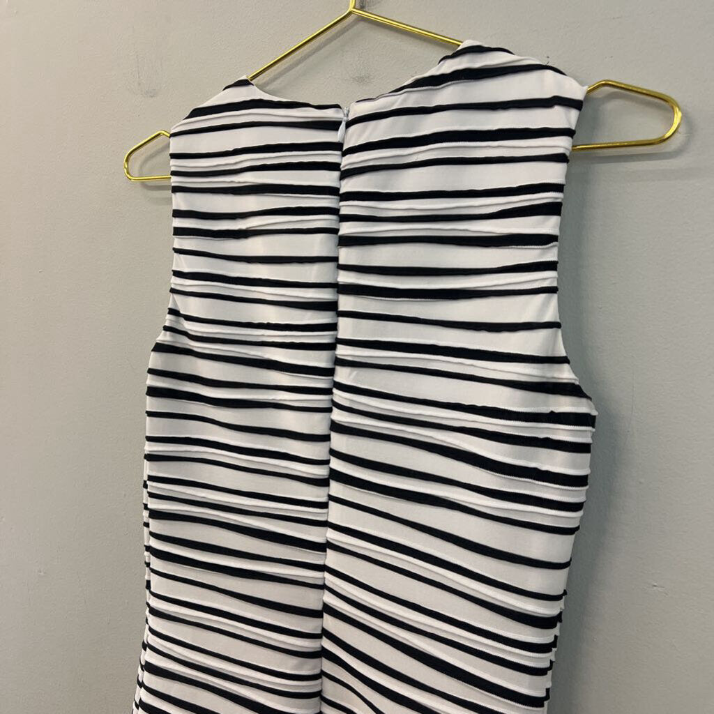 Calvin Klein Black/ White Striped Textured Tank Dress 4