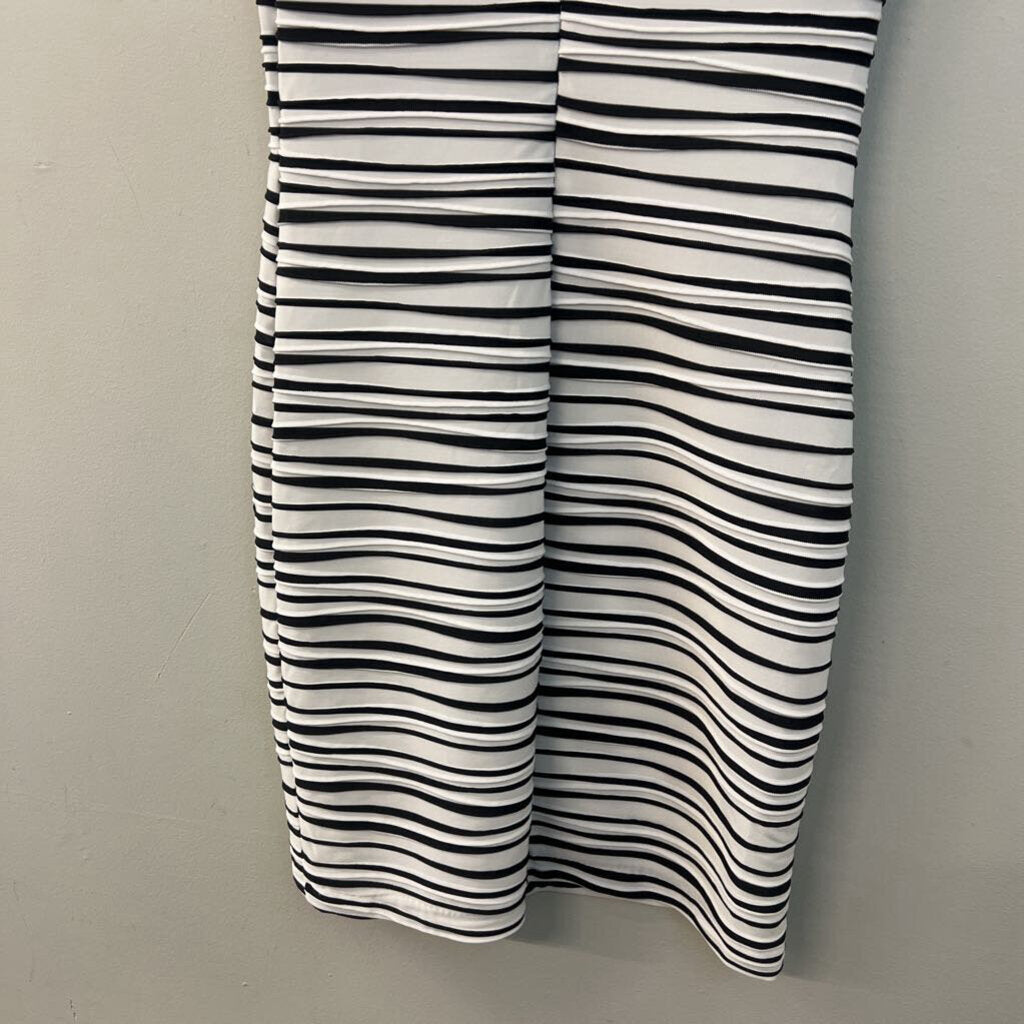 Calvin Klein Black/ White Striped Textured Tank Dress 4