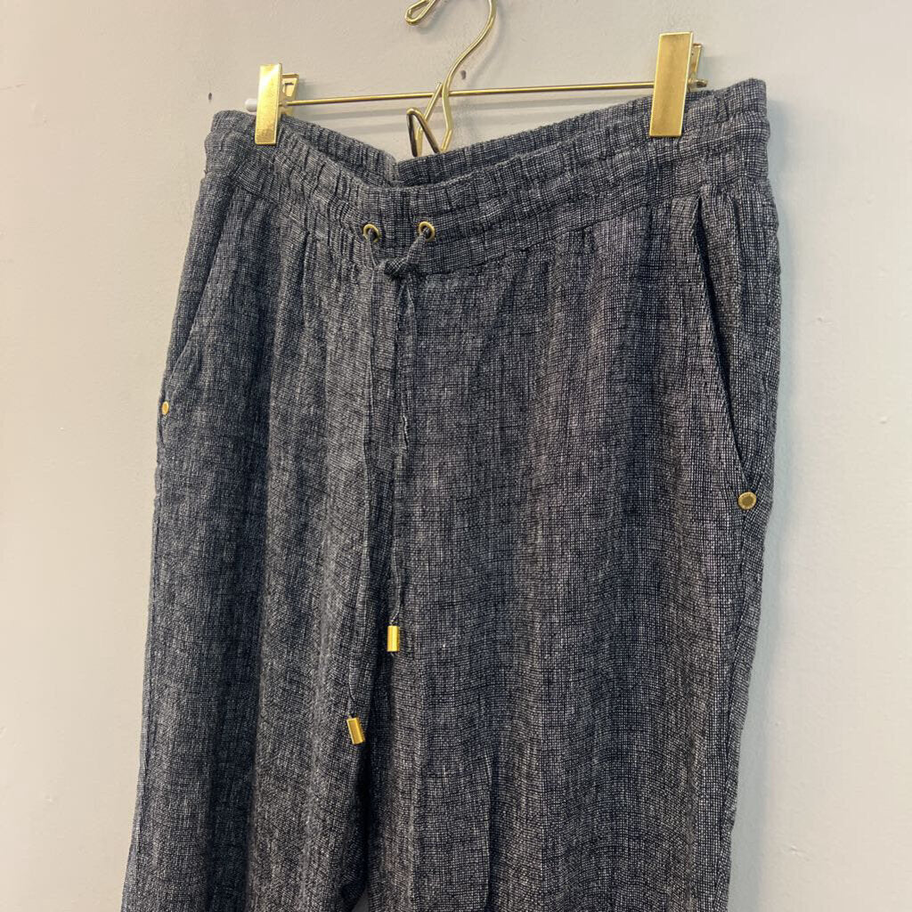 Ellen Tracy Black/ White Textured High Waisted Pull On Pants Small