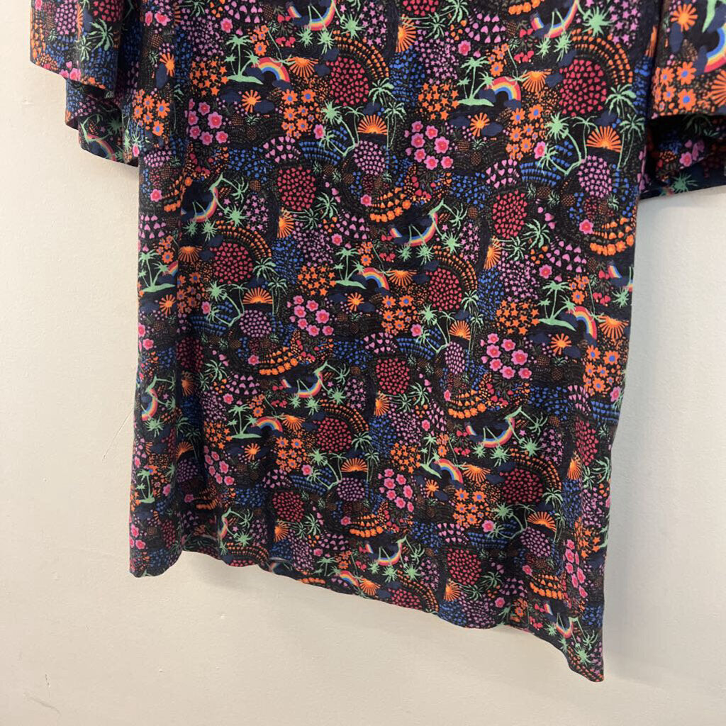 See By Chloe Black/ Multi Print Bell Sleeve Dress Medium