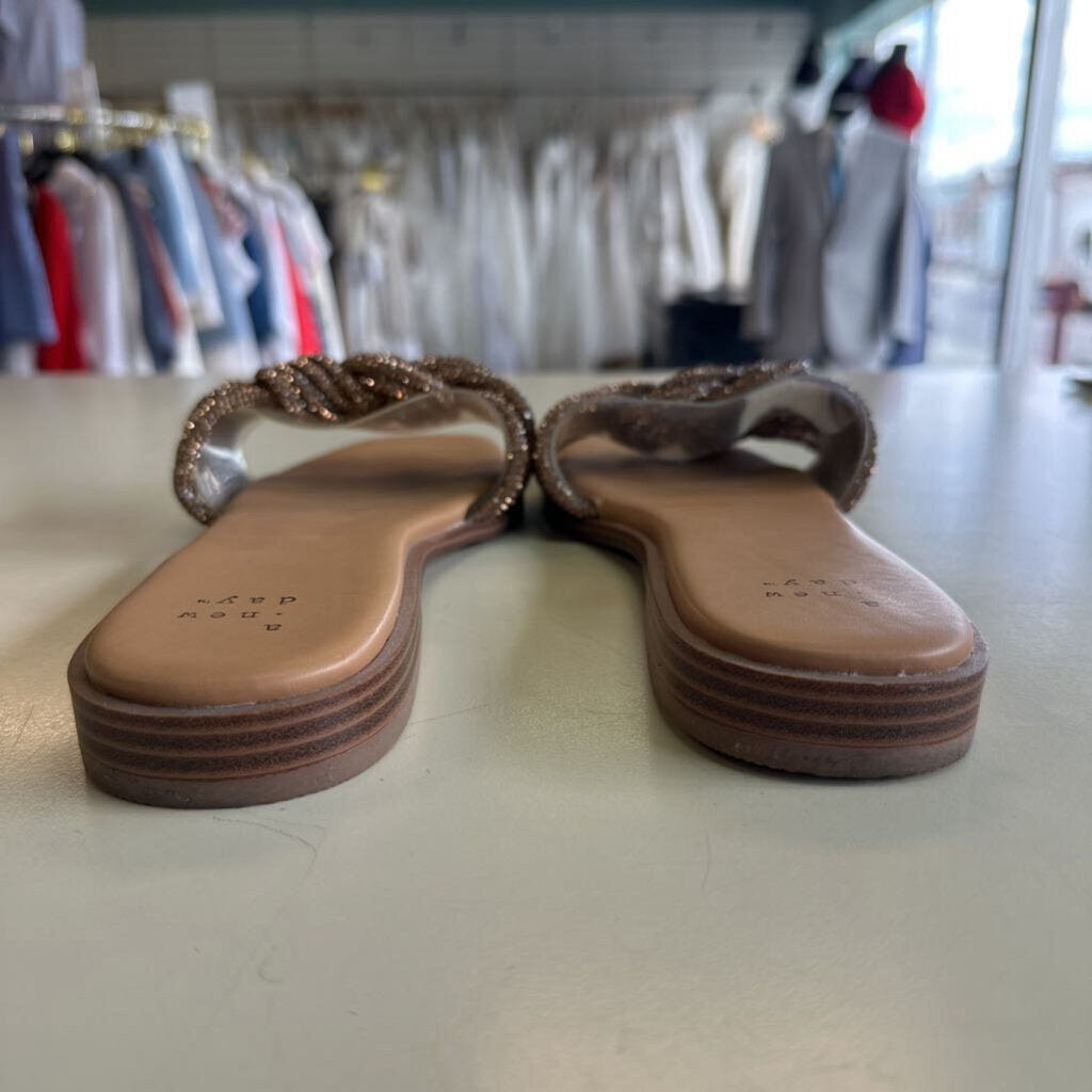 A New Day Copper Sparkle Slip On Sandals 8