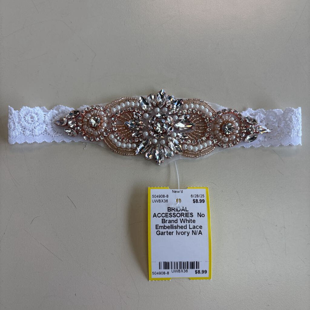 White Embellished Lace Garter