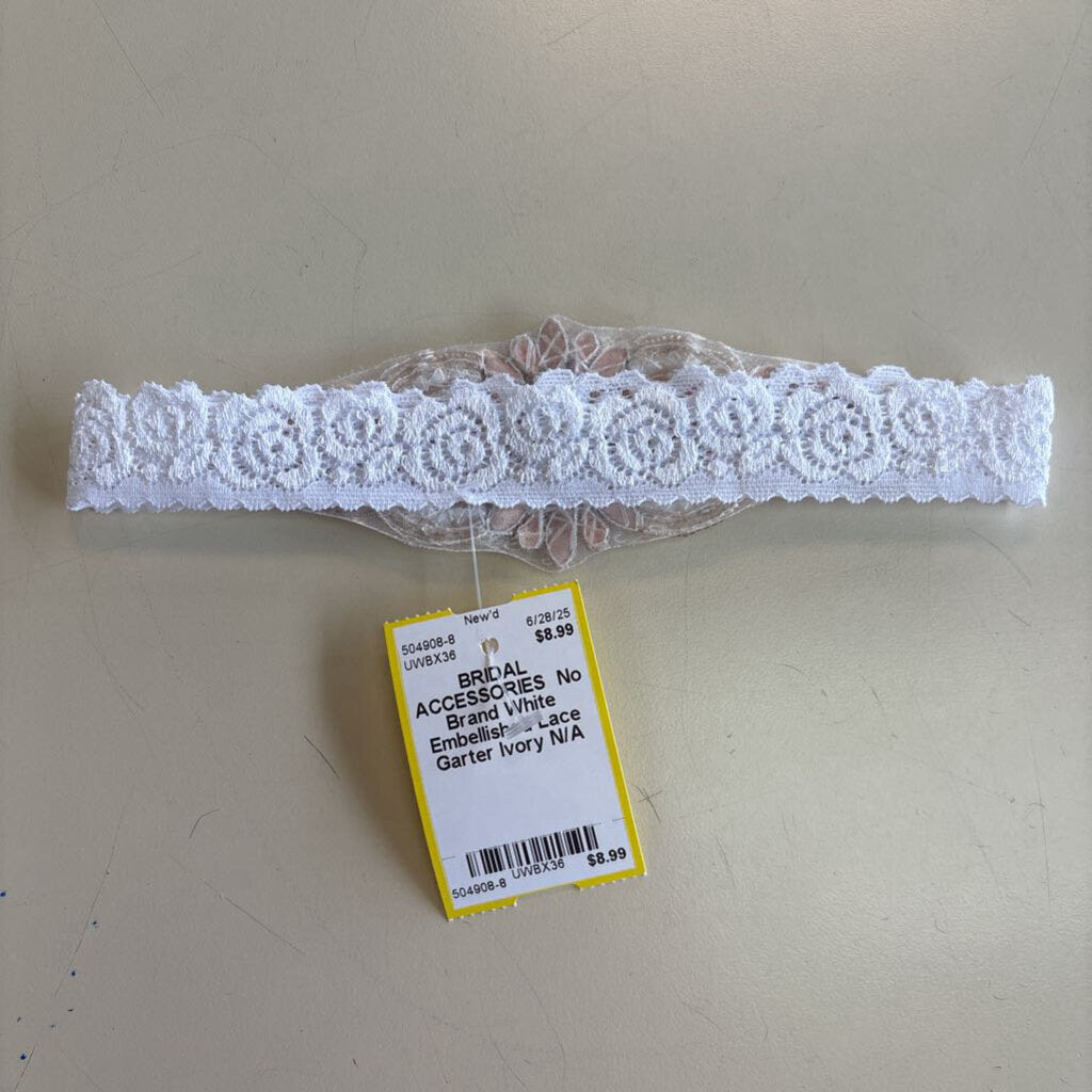 White Embellished Lace Garter