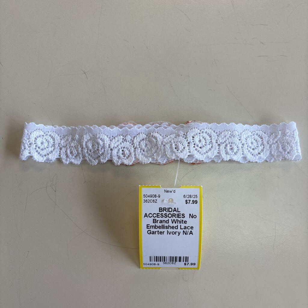 White Embellished Lace Garter