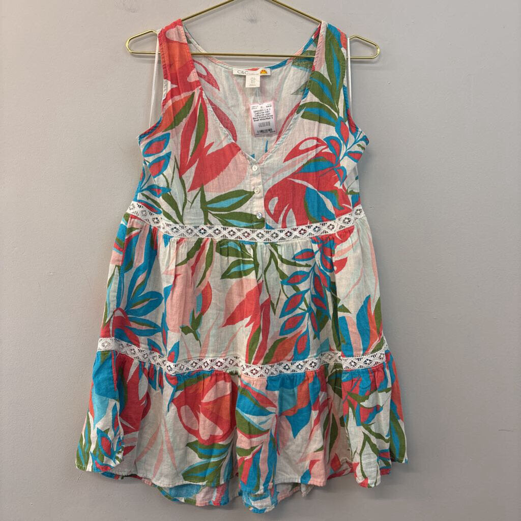 C&C California Linen Blend Printed Dress Small