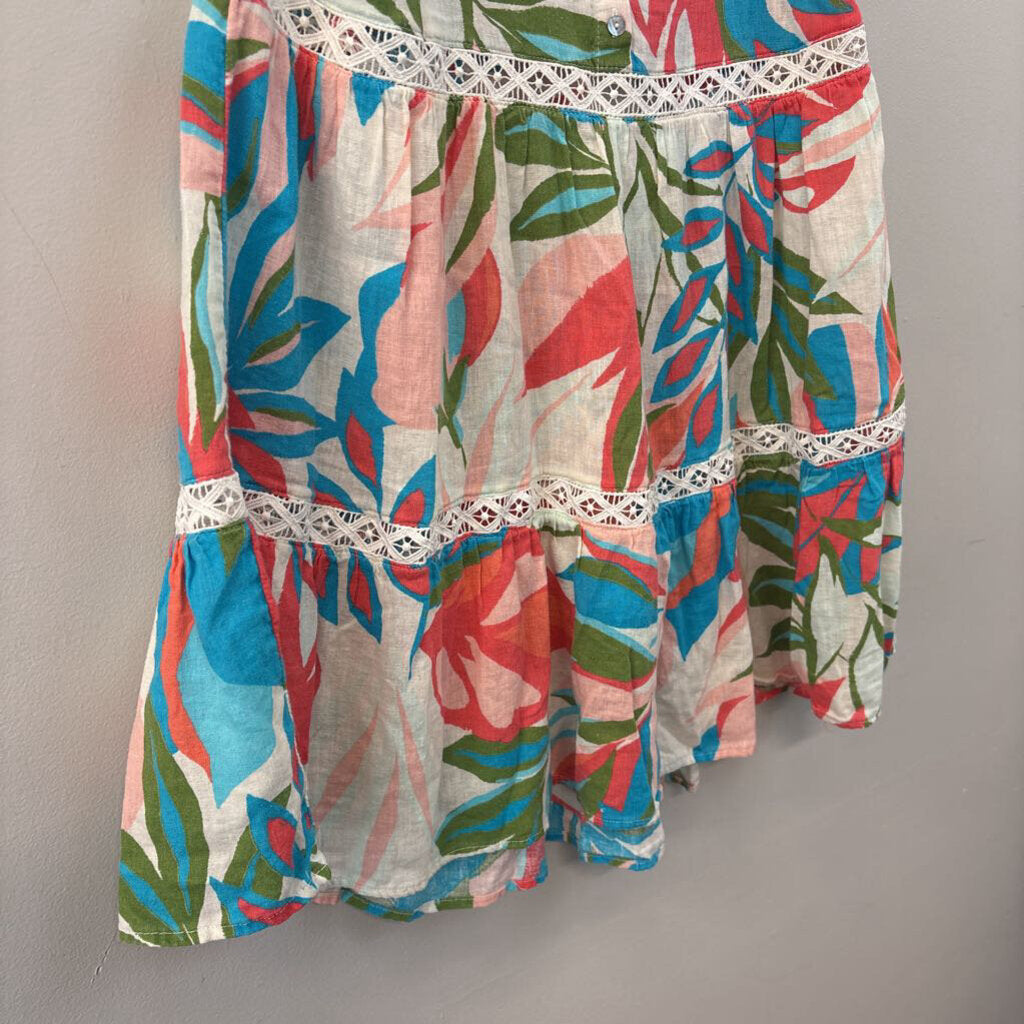 C&C California Linen Blend Printed Dress Small