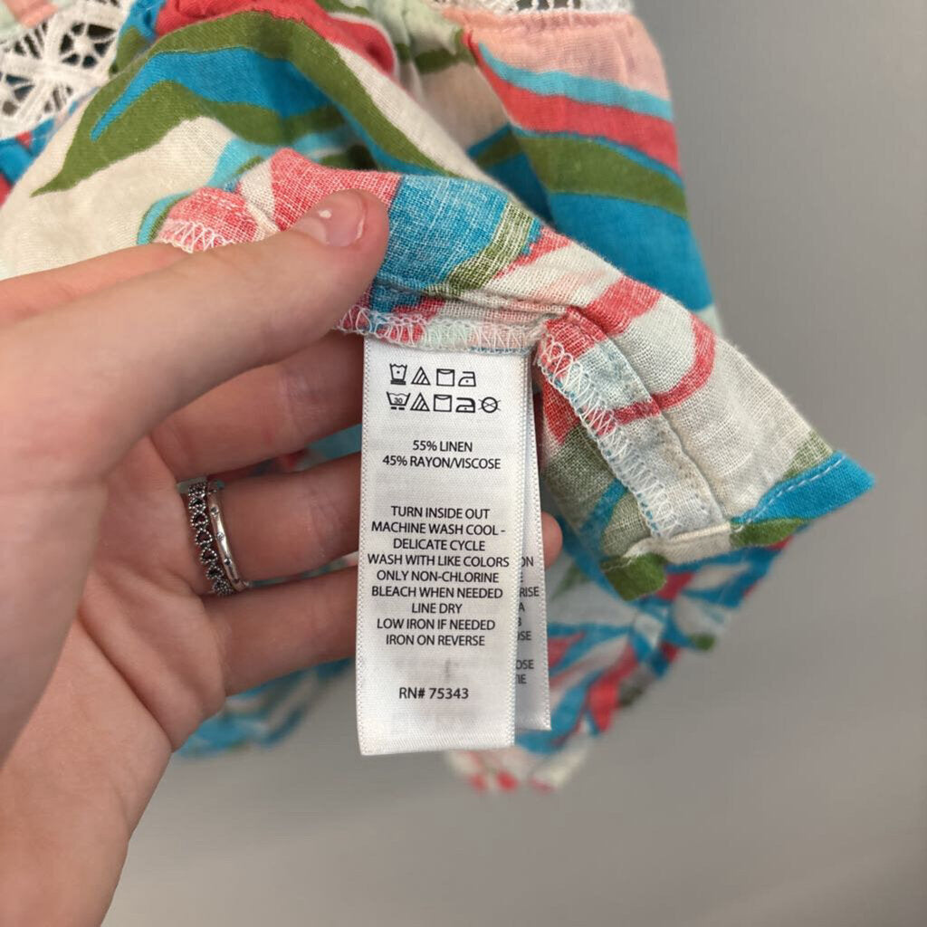 C&C California Linen Blend Printed Dress Small