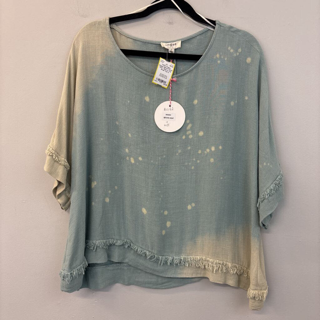 Umgee Bleach Dyed Short Sleeve Top Small