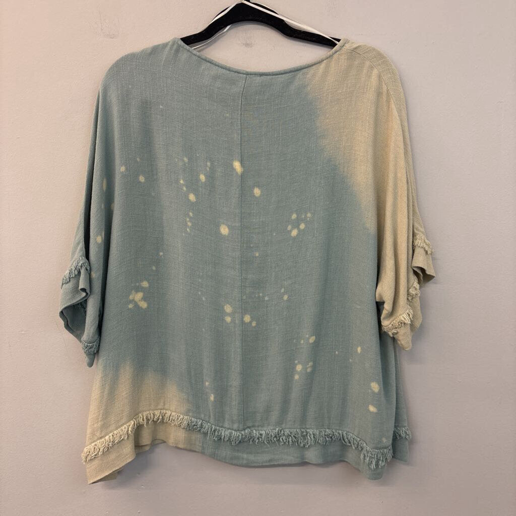 Umgee Bleach Dyed Short Sleeve Top Small