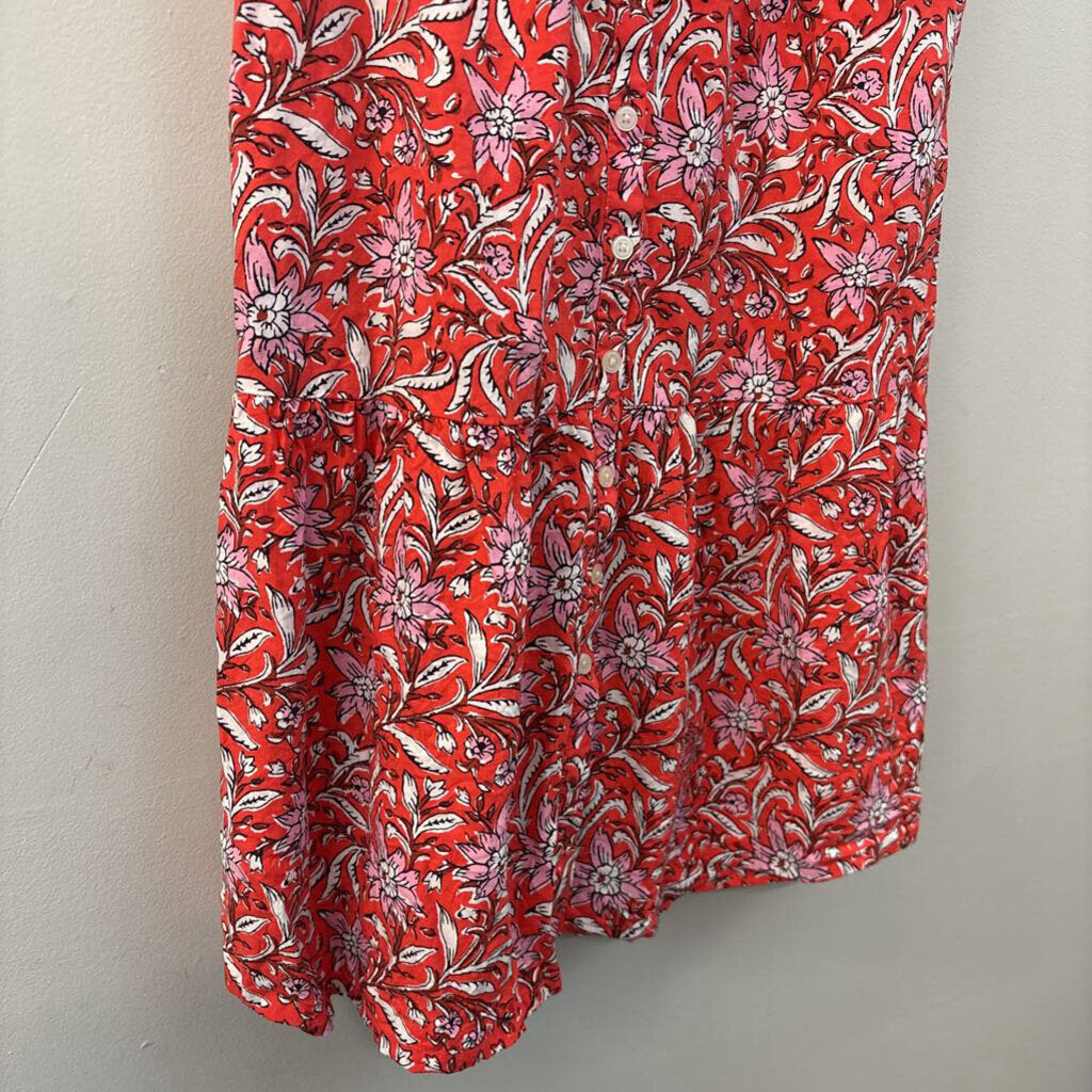 Loft Floral Print Button Up Puff Sleeve Dress Extra Small Petite
