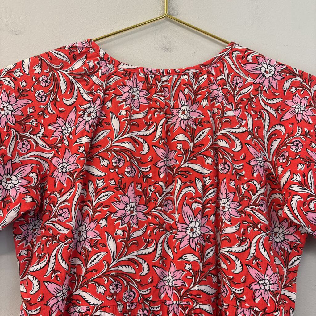 Loft Floral Print Button Up Puff Sleeve Dress Extra Small Petite